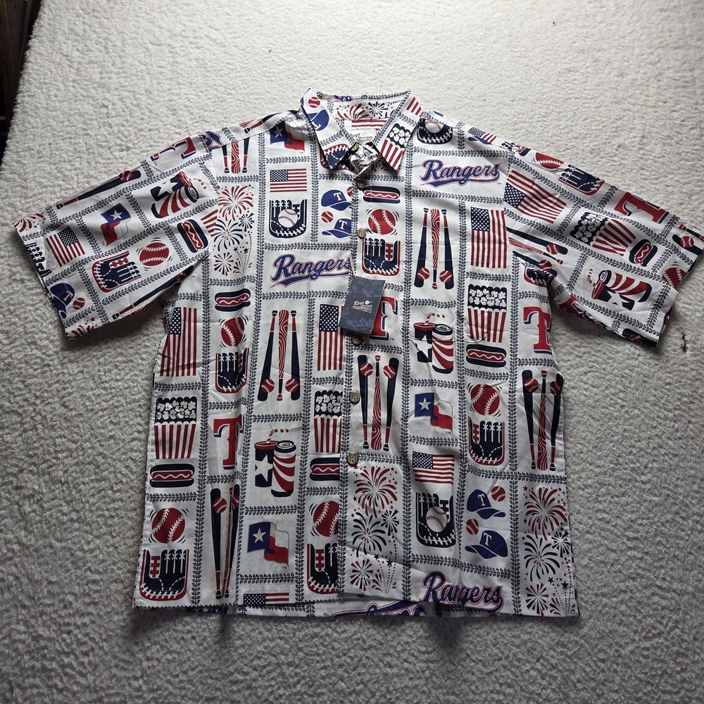 Texas Rangers Shirt Mens Large Multi MLB Baseball Reyn Spooner Hawaiian
